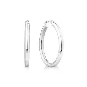 14K WHITE GOLD MEDIUM SIZE THIN HOOP EARRINGS