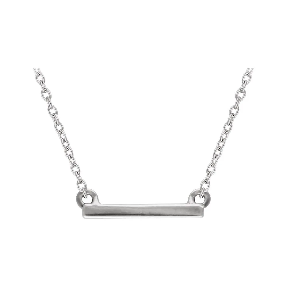 14k White Gold Petite Bar 16-18" Necklace