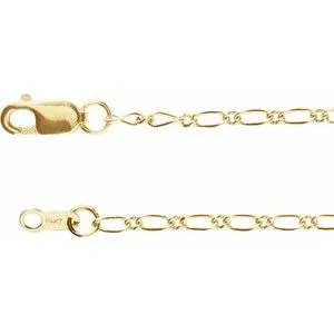 14K Yellow 1.5 mm Figaro 24" Chain