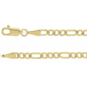 14K Yellow 3 mm Figaro 18" Chain