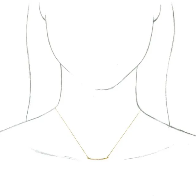 14K Yellow Gold .05 CTW Diamond Curved Bar 16-18" Necklace