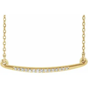 14K Yellow Gold .05 CTW Diamond Curved Bar 16-18" Necklace
