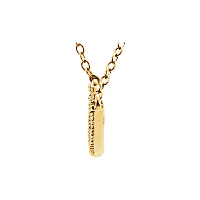 14K Yellow Gold 1/6 CTW Diamond Curved Bar 16-18" Necklace