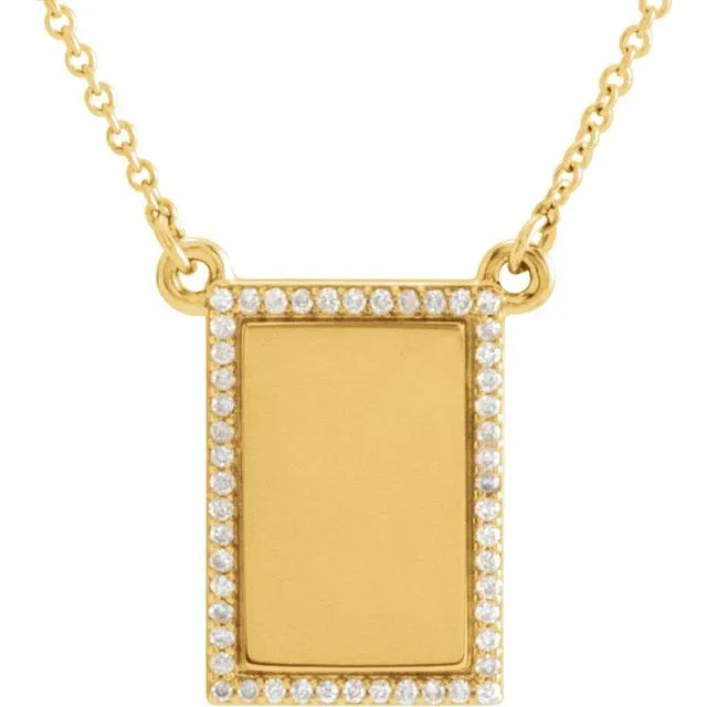 14K Yellow Gold 1/8 CTW Natural Diamond Bar 18" Necklace