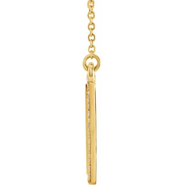 14K Yellow Gold 1/8 CTW Natural Diamond Bar 18" Necklace