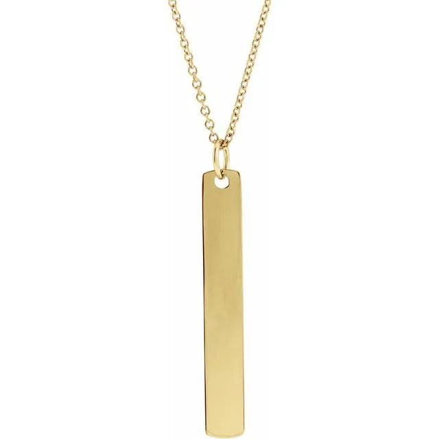 14K Yellow Gold 33x4.5 mm Bar 16-18" Necklace