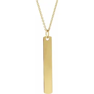 14K Yellow Gold 33x4.5 mm Bar 16-18" Necklace