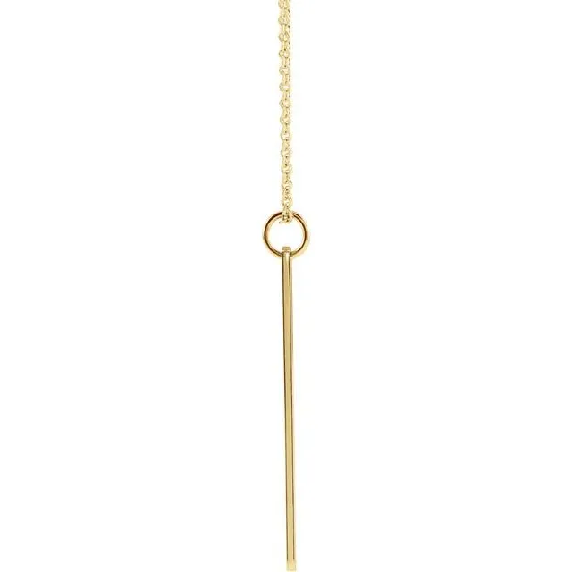 14K Yellow Gold 33x4.5 mm Bar 16-18" Necklace