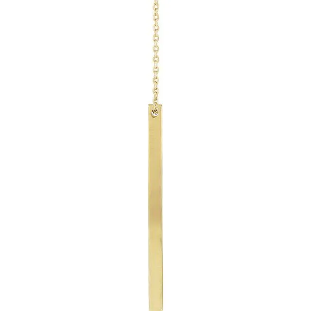 14K Yellow Gold 35x2.5 mm Engravable Four-Sided Vertical Bar 16-18" Necklace