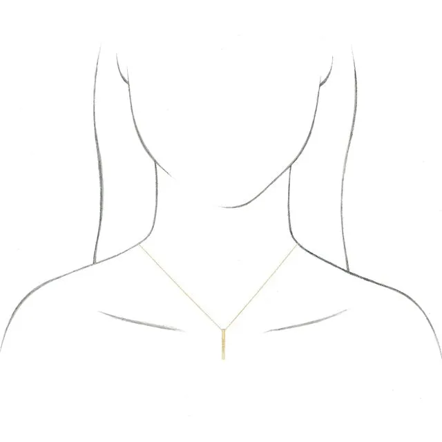 14K Yellow Gold 35x2.5 mm Engravable Four-Sided Vertical Bar 16-18" Necklace