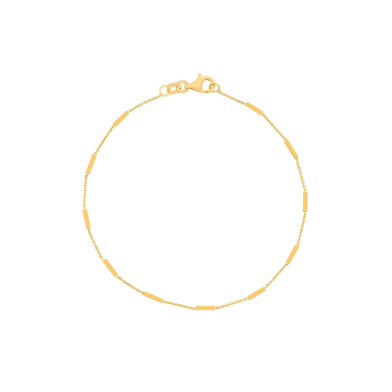14K Yellow Gold Bar Station Cable Bracelet