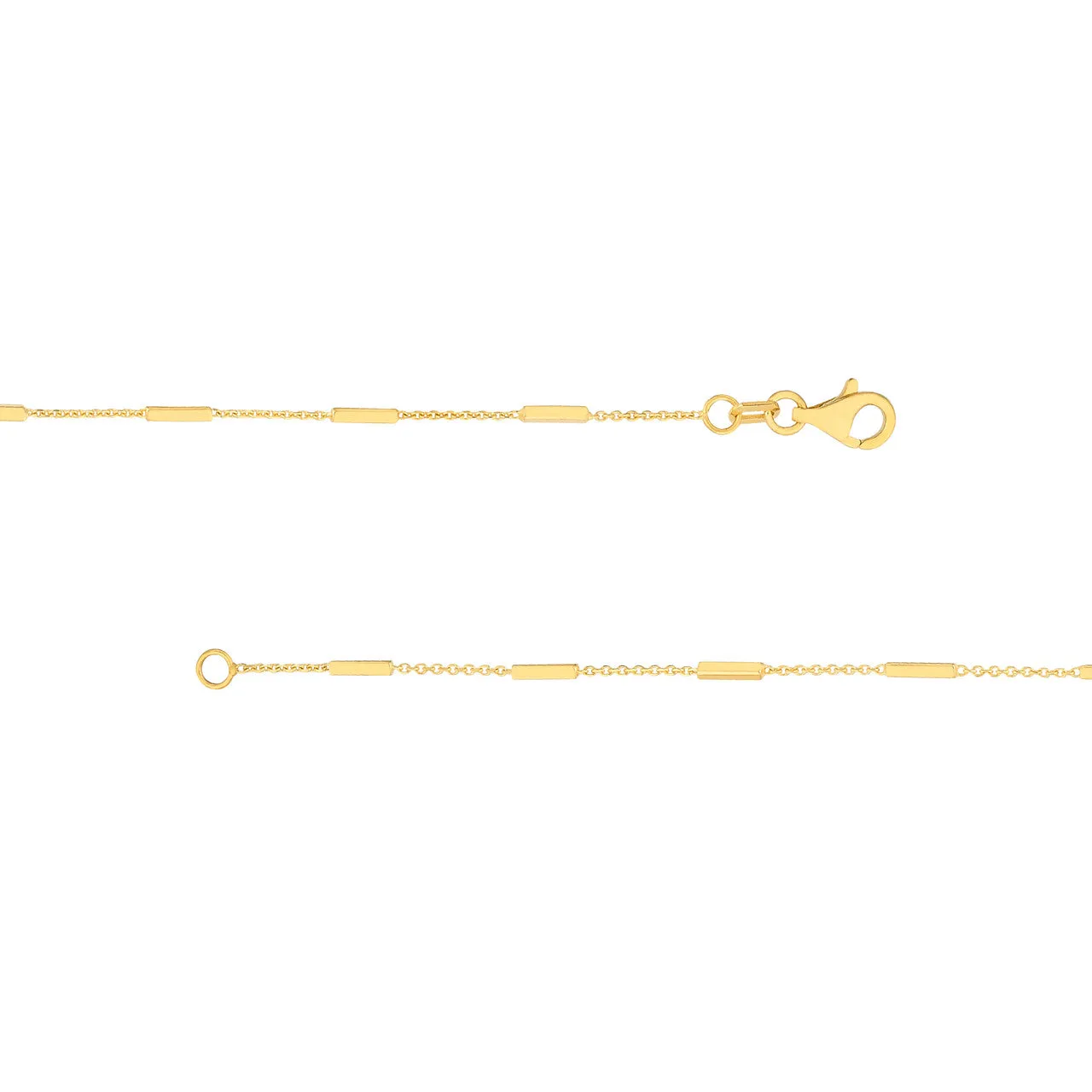 14K Yellow Gold Bar Station Cable Bracelet