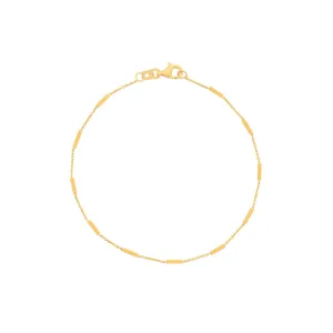14K Yellow Gold Bar Station Cable Bracelet