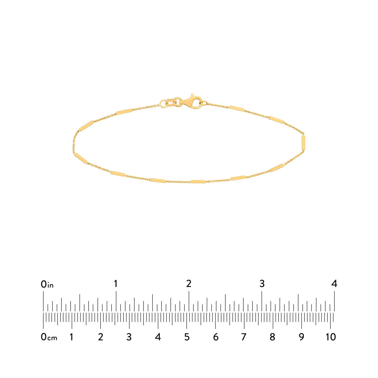 14K Yellow Gold Bar Station Cable Bracelet