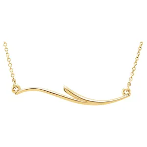 14k Yellow Gold Curvilinear Bar 17.5" Necklace