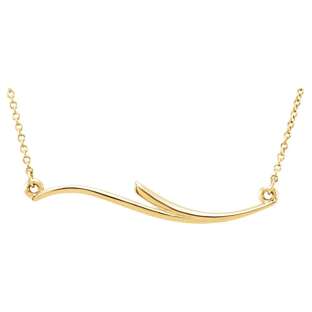 14k Yellow Gold Curvilinear Bar 17.5" Necklace