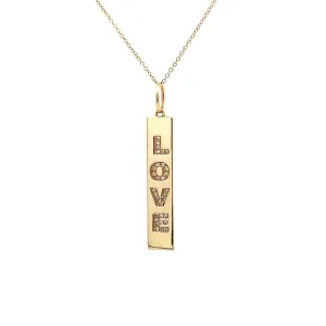 14k Yellow Gold Diamond "Love" Bar Charm