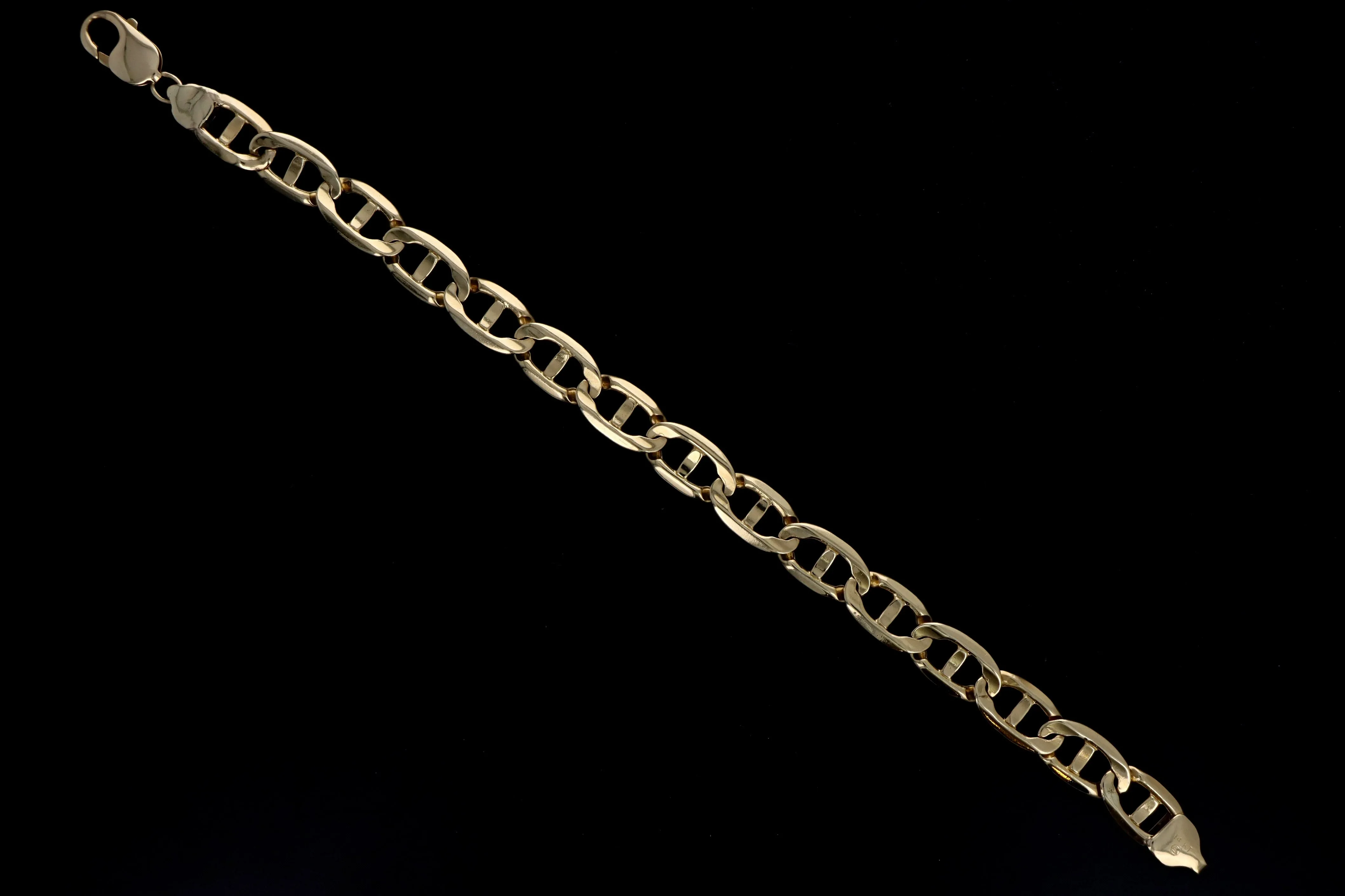 14K Yellow Gold Flat Mariner Chain Bracelet