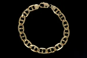 14K Yellow Gold Flat Mariner Chain Bracelet