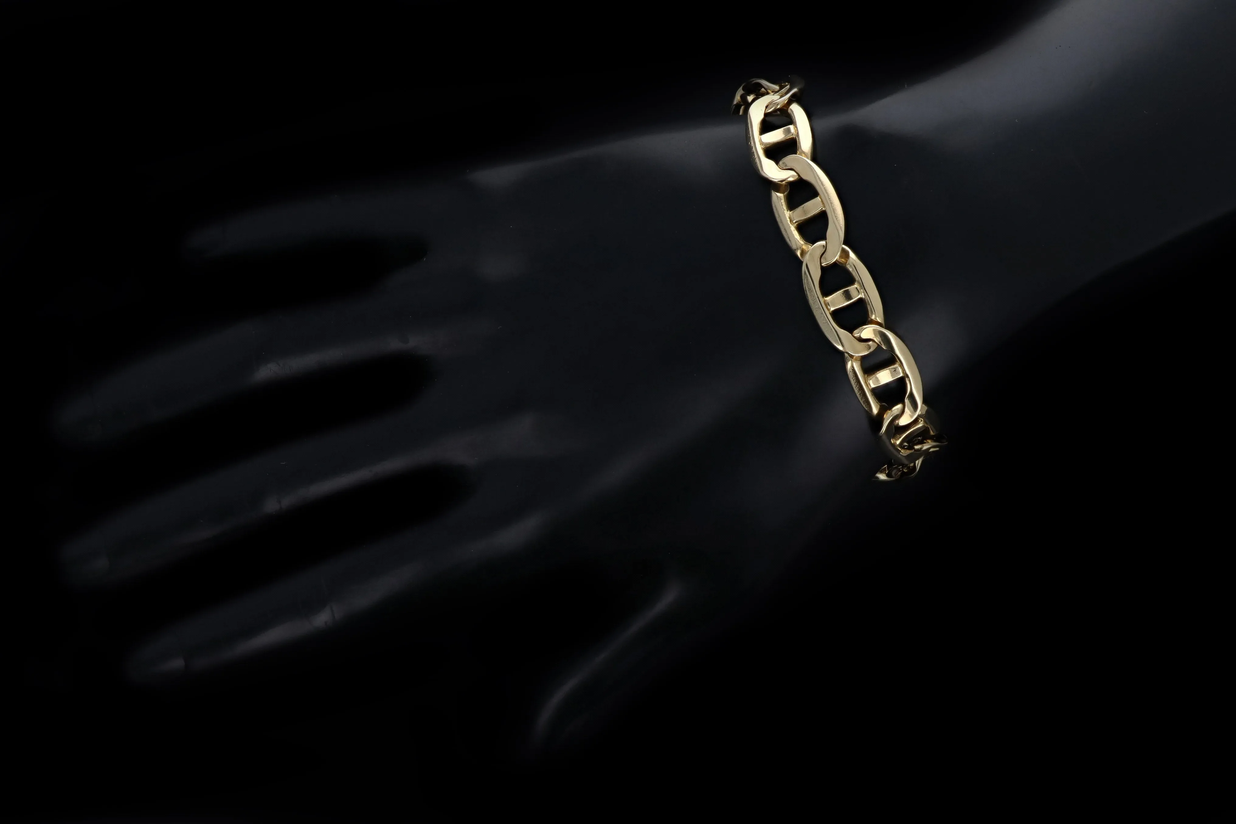 14K Yellow Gold Flat Mariner Chain Bracelet