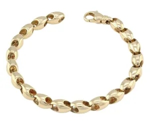 14k Yellow Gold Handmade Fashion Link Bracelet 8" 7mm 32.2 grams