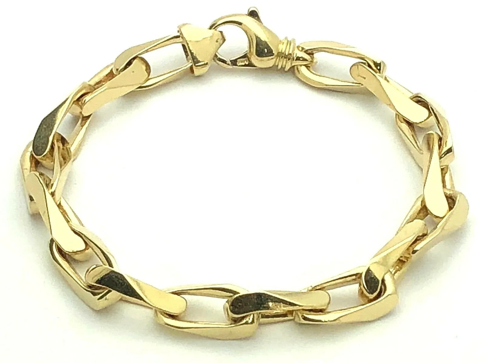 14k Yellow Gold Handmade Fashion Link Bracelet 9" 8.6mm 49 grams