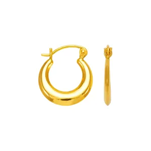 14K Yellow Gold Hollow Shrimp Hoop Earrings