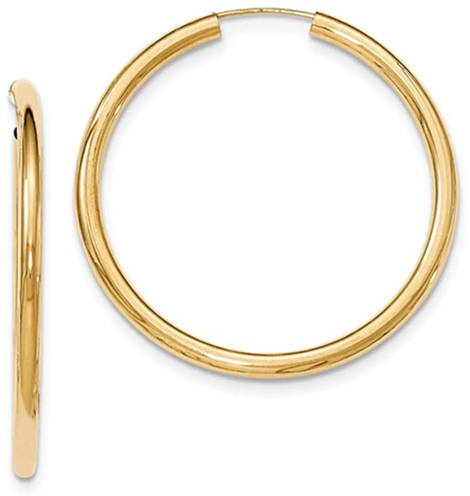 14K Yellow Gold  Thick Hoop Earrings