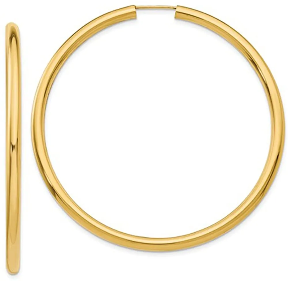 14K Yellow Gold  Thick Hoop Earrings