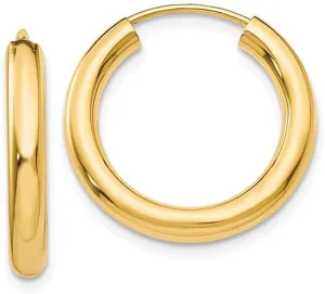 14K Yellow Gold  Thick Hoop Earrings