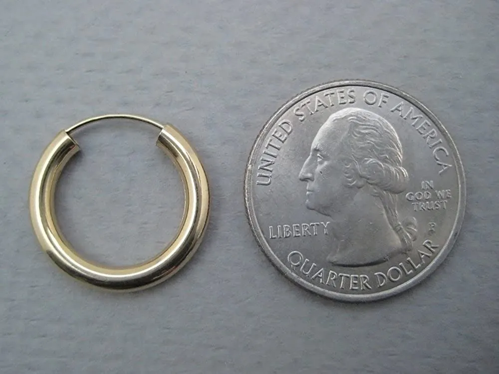 14K Yellow Gold  Thick Hoop Earrings