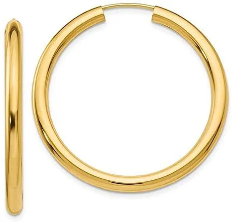 14K Yellow Gold  Thick Hoop Earrings