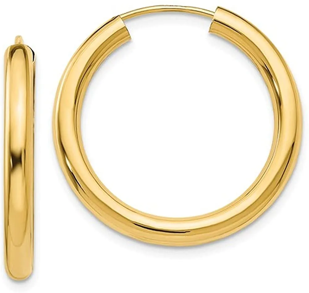 14K Yellow Gold  Thick Hoop Earrings
