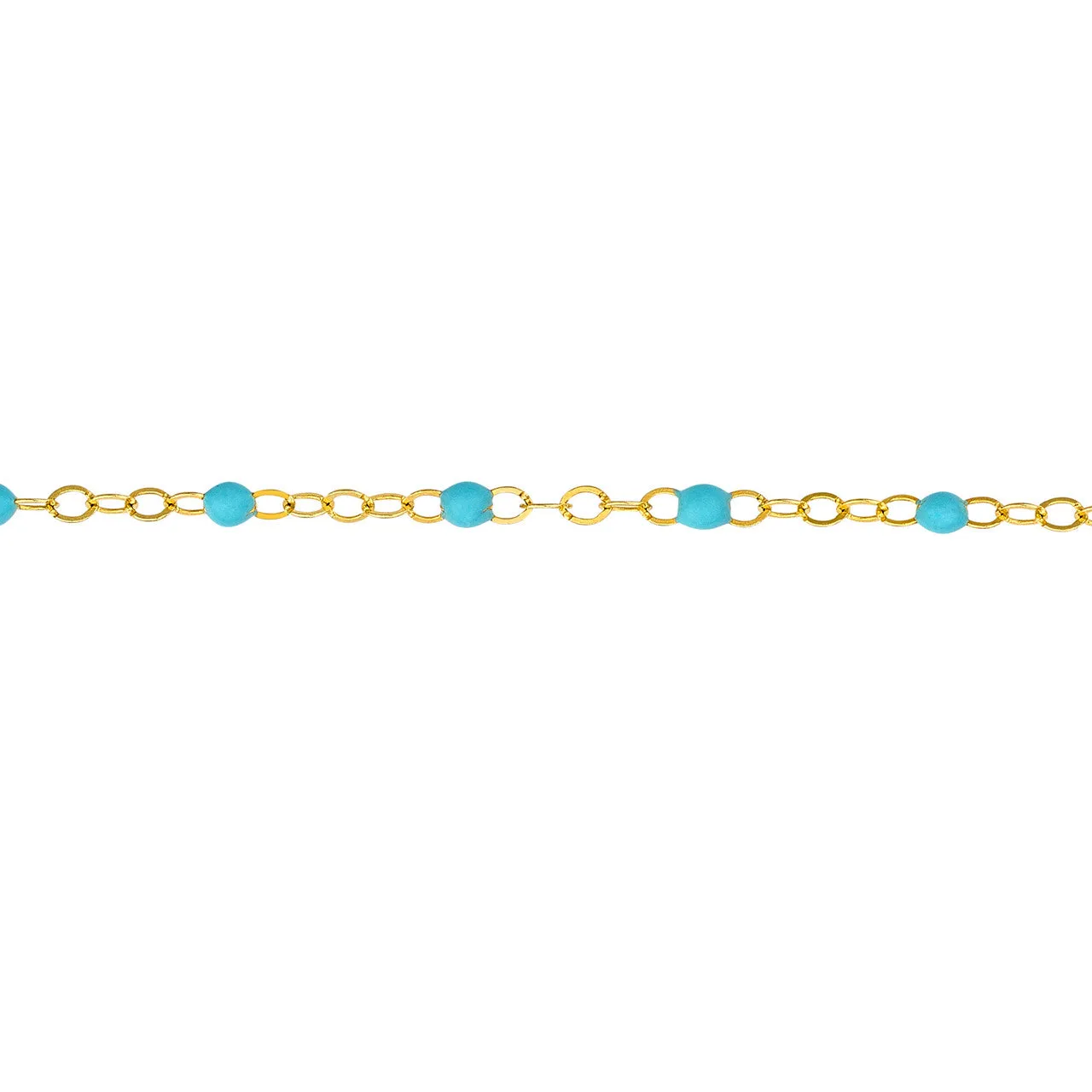14K Yellow Gold Turquoise Blue Enamel Bead Station Bracelet