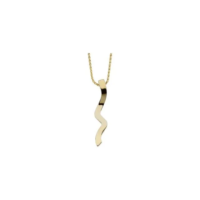 14K Yellow Gold Wavy Bar 18" Necklace