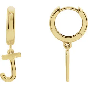 14K Yellow Initial J Earring