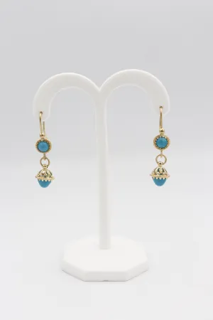 14Karat Yellow Gold Turquoise Dangle Earrings