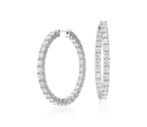 14kt White Gold Inside Out Diamond Hoop Earring, 3.30TCW