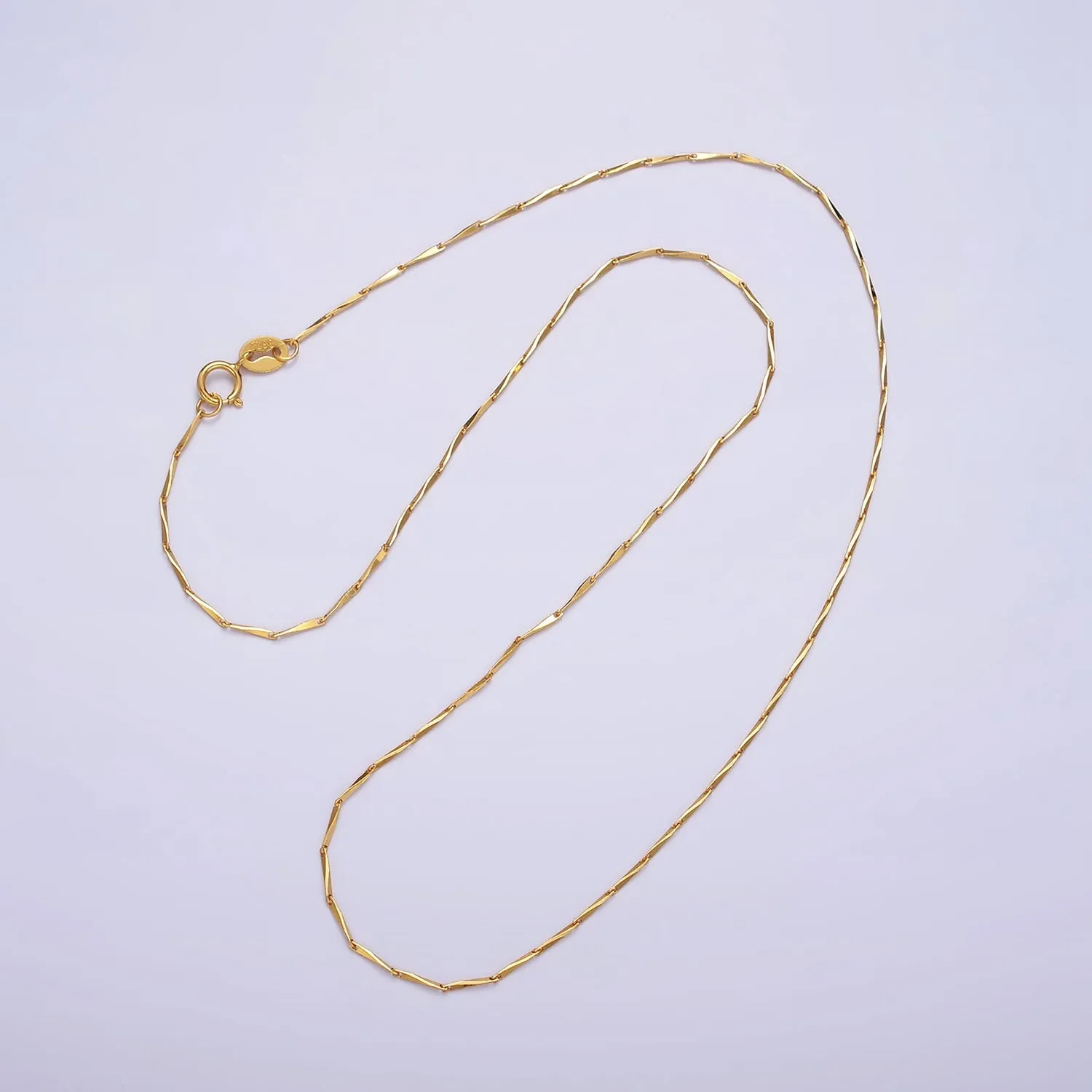 16K Gold Vermeil S925 Sterling Silver 1mm Dainty Horseshoe Unique 16 Inch Chain Necklace | WA-1958