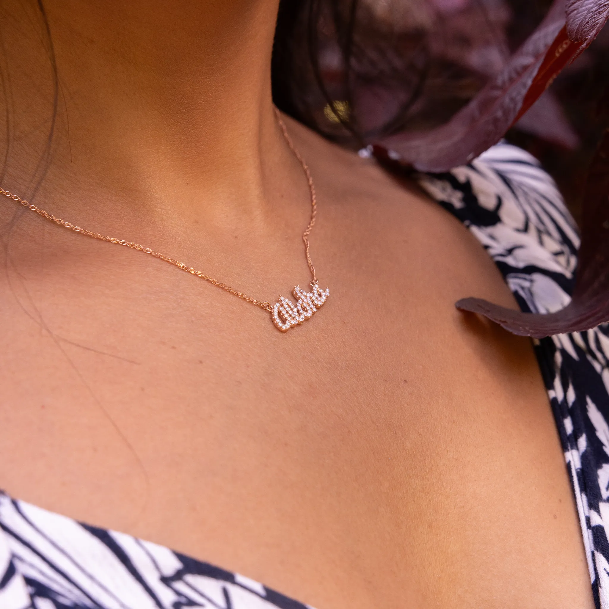 16" Aloha Necklace in Rose Gold with Diamonds