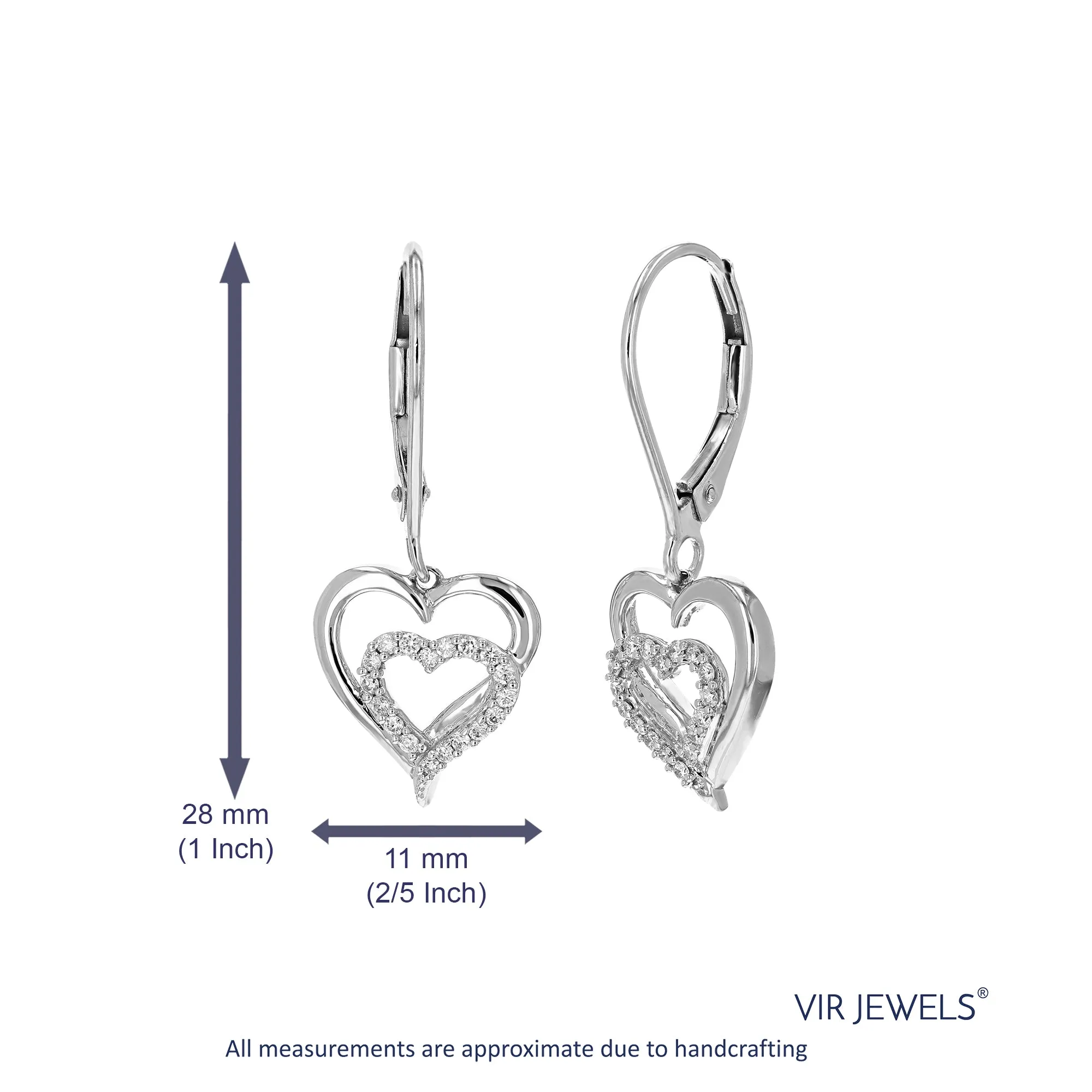 1/8 cttw Lab Grown Diamond Heart Dangle Earring Sterling Silver