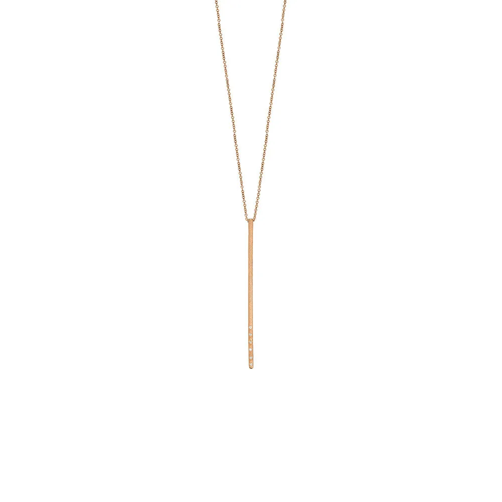 18 Karat Rose Gold Bar Diamond Necklace