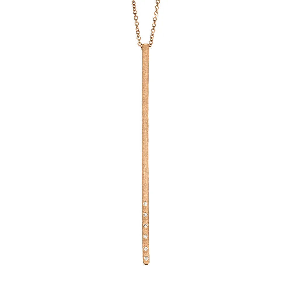 18 Karat Rose Gold Bar Diamond Necklace