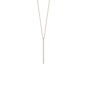 18 Karat Rose Gold Bar Diamond Necklace