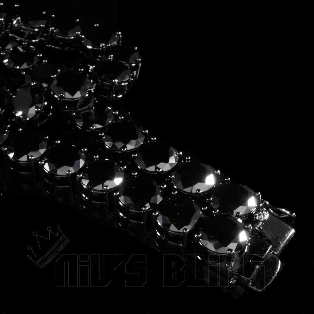 18k Black Gold 1 Row 12MM  Iced Chain