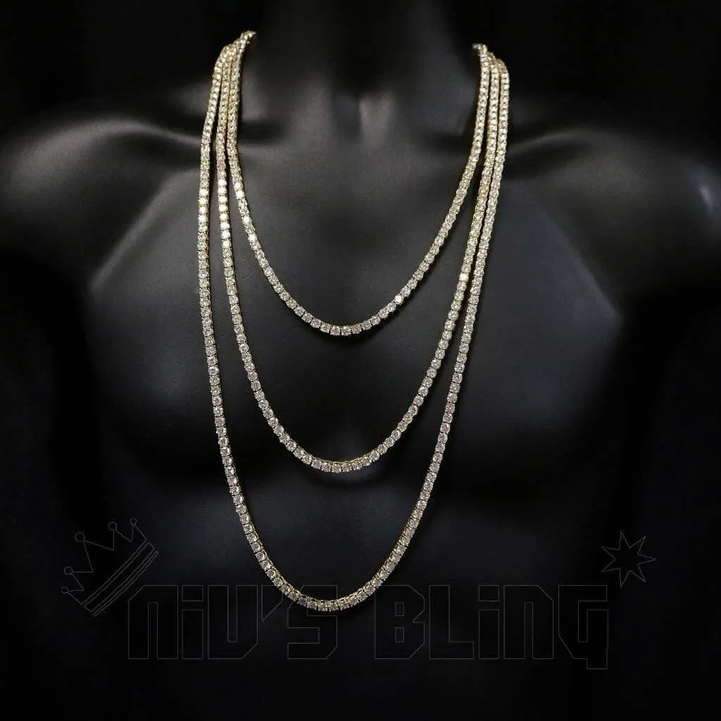 18k Gold 1 Row 5MM Iced Chain