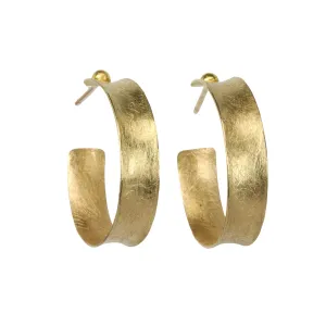 18K Gold Concave Thin Hoop Earrings