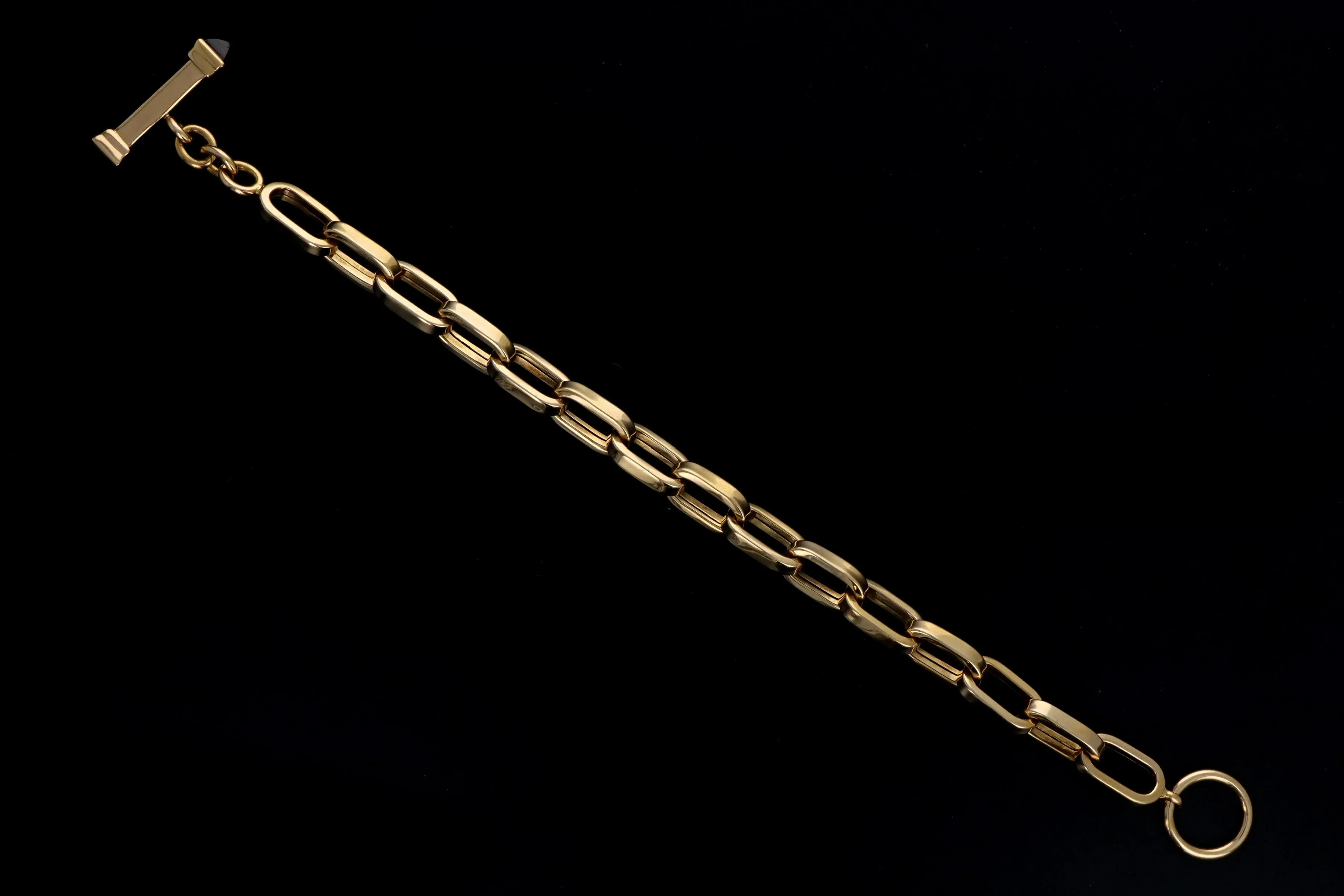 18K Yellow Gold Garnet Link Bracelet