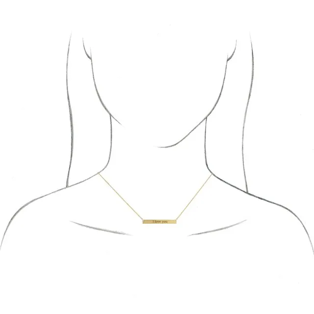 18K Yellow Gold-Plated Sterling Silver 34x4 mm Engravable Bar 16" Necklace