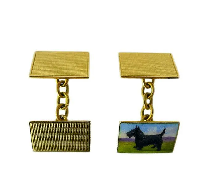 1930s 18ct & Enamel Scottish Terrier Cufflinks